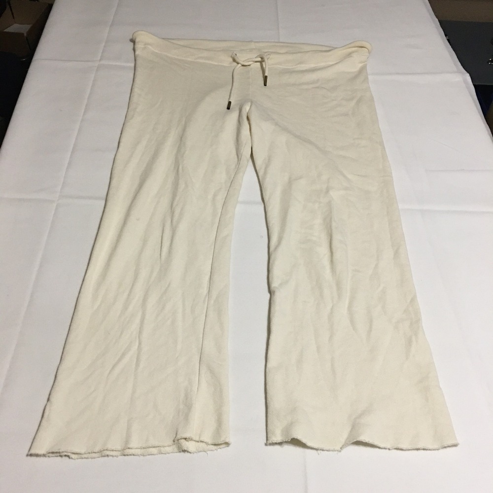 The Great Sweatpants Womens Size 1 Ivory Raw Hem Drawstring Wide Leg